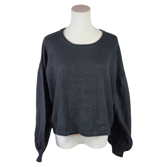 Revolve One Grey Day Black Balloon Sleeve Crewneck Sweater NWT Size Small - Picture 1 of 9